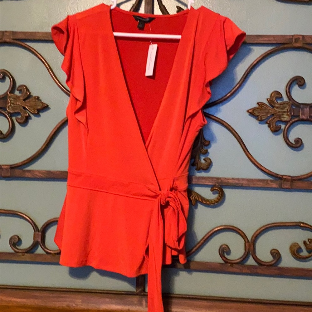 Banana Republic Orange Wrap Tie Blouse